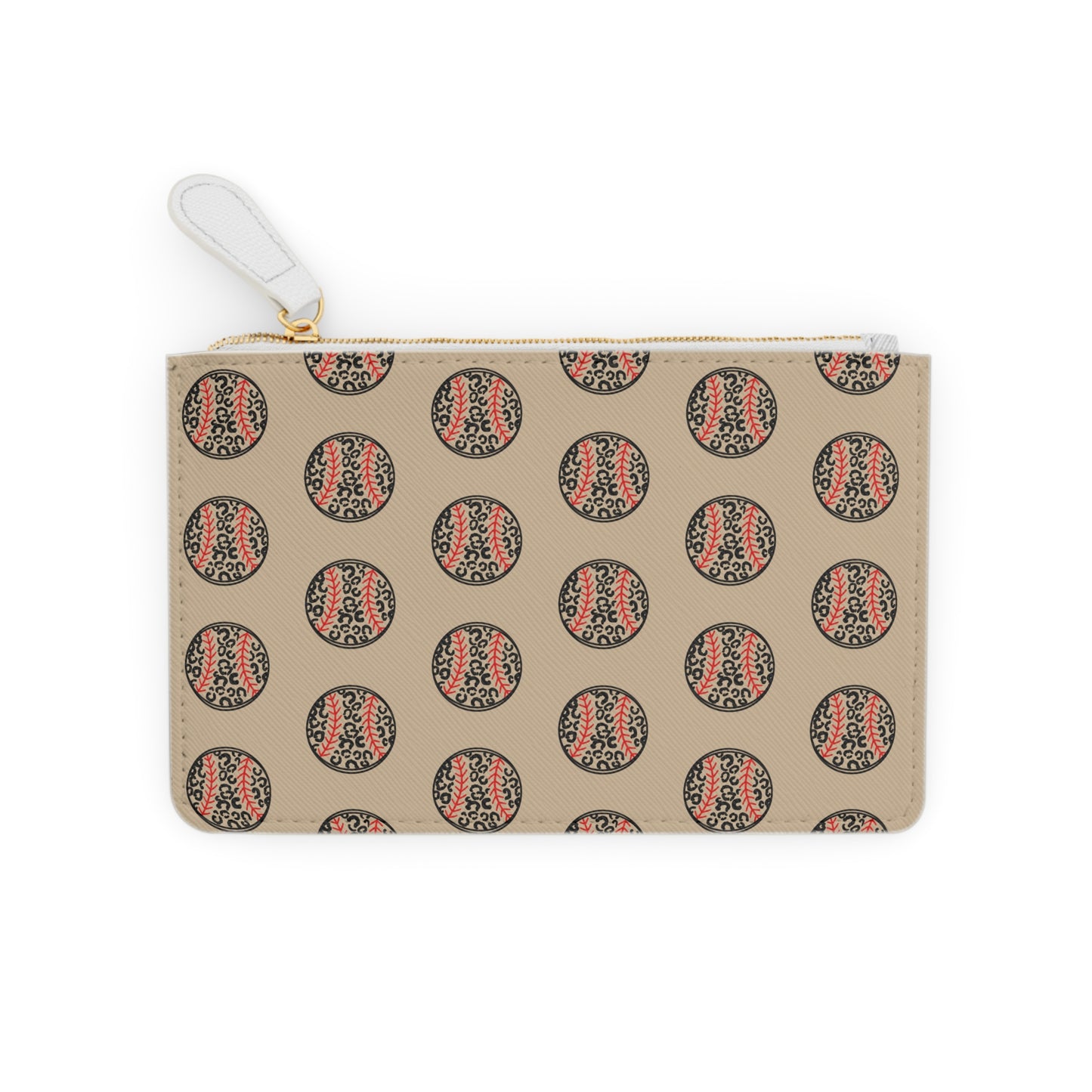 Beige Leopard Print baseball Mini Clutch Bag