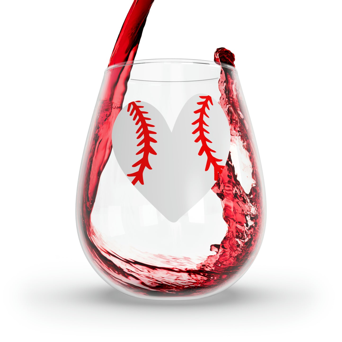 Baseball Heart Stemless Wine Glass