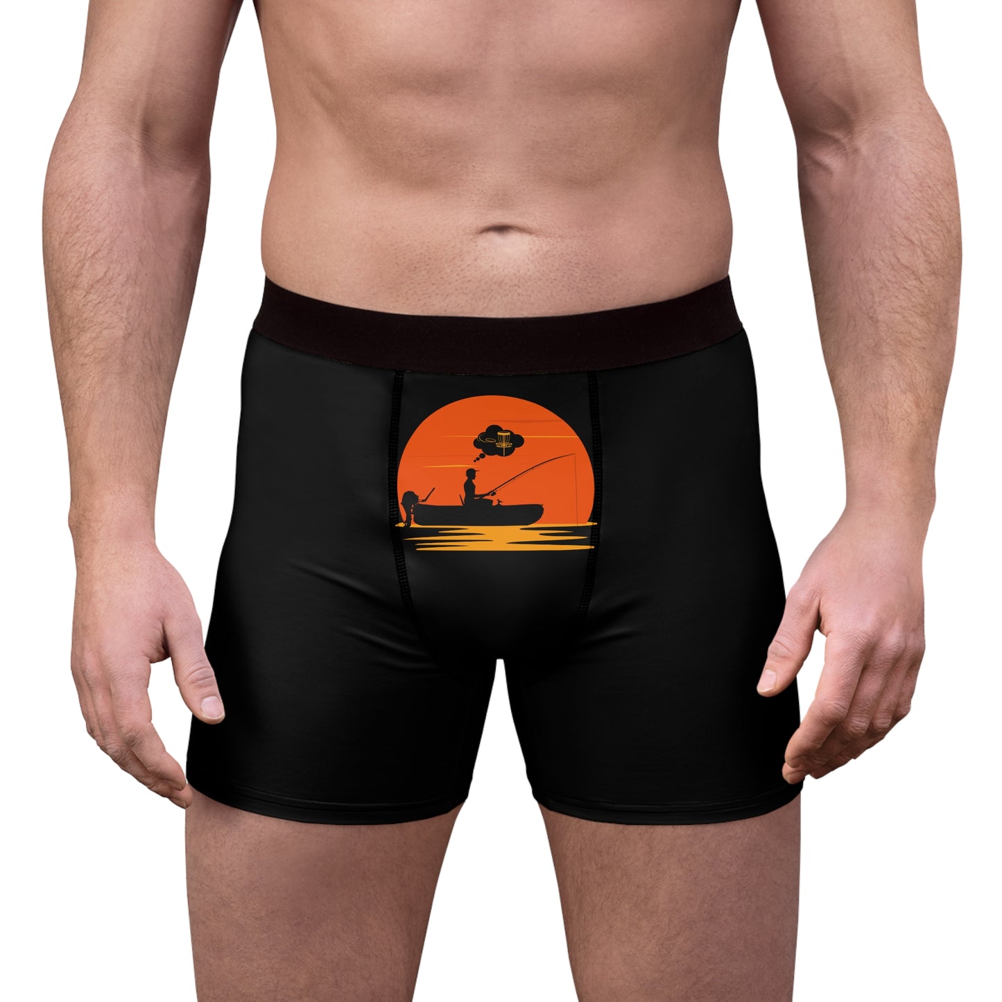 Fishing but thinking about Disc Golf Men's Boxer Briefs (AOP)