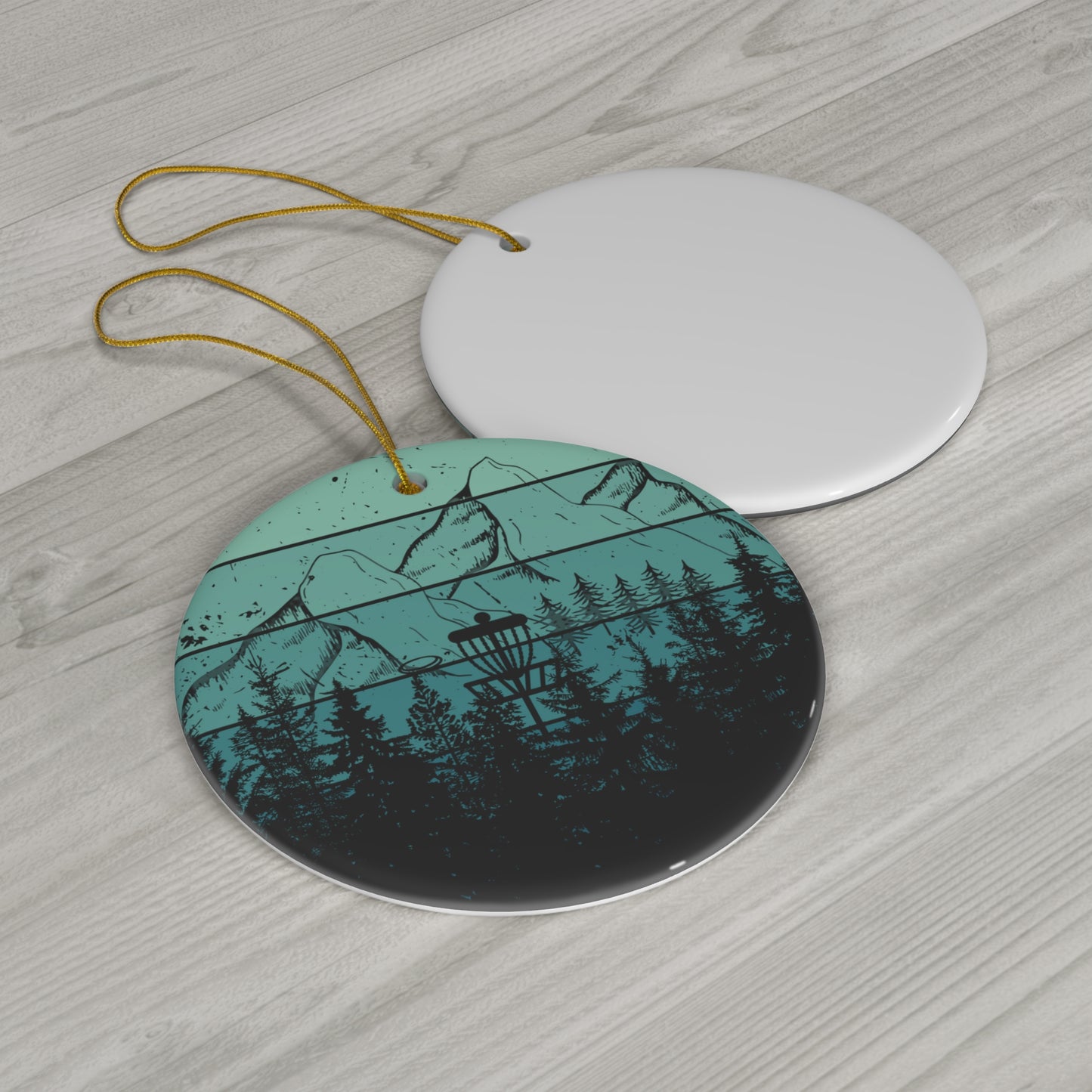 Retro Blue Disc Golf Ceramic Ornament