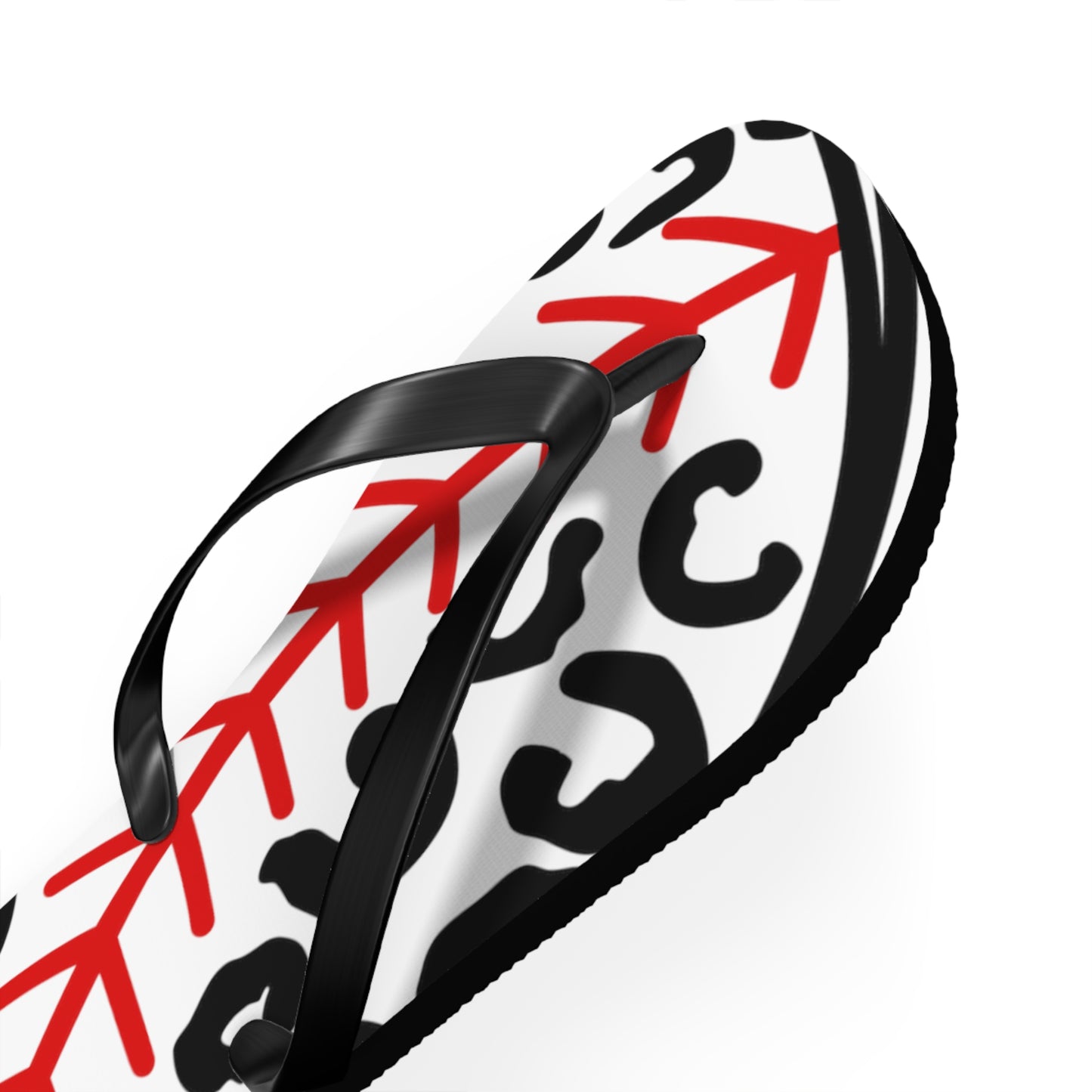 White Baseball leopard print flip flops