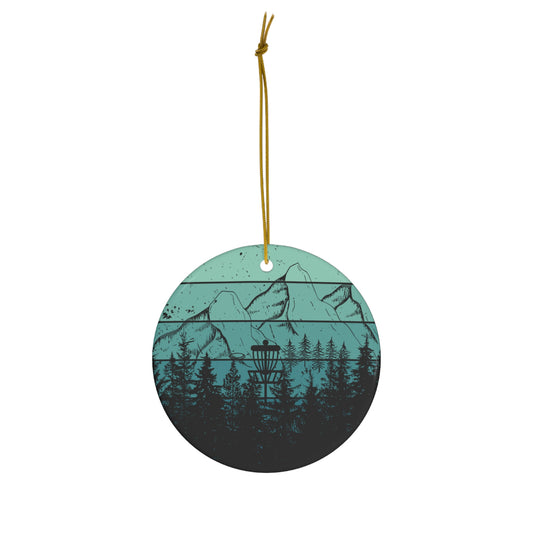 Retro Blue Disc Golf Ceramic Ornament