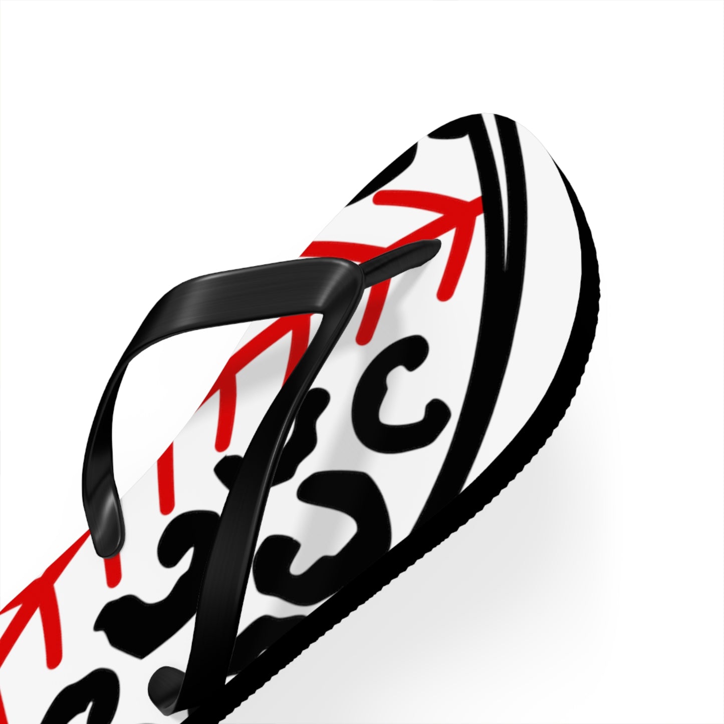 White Baseball leopard print flip flops