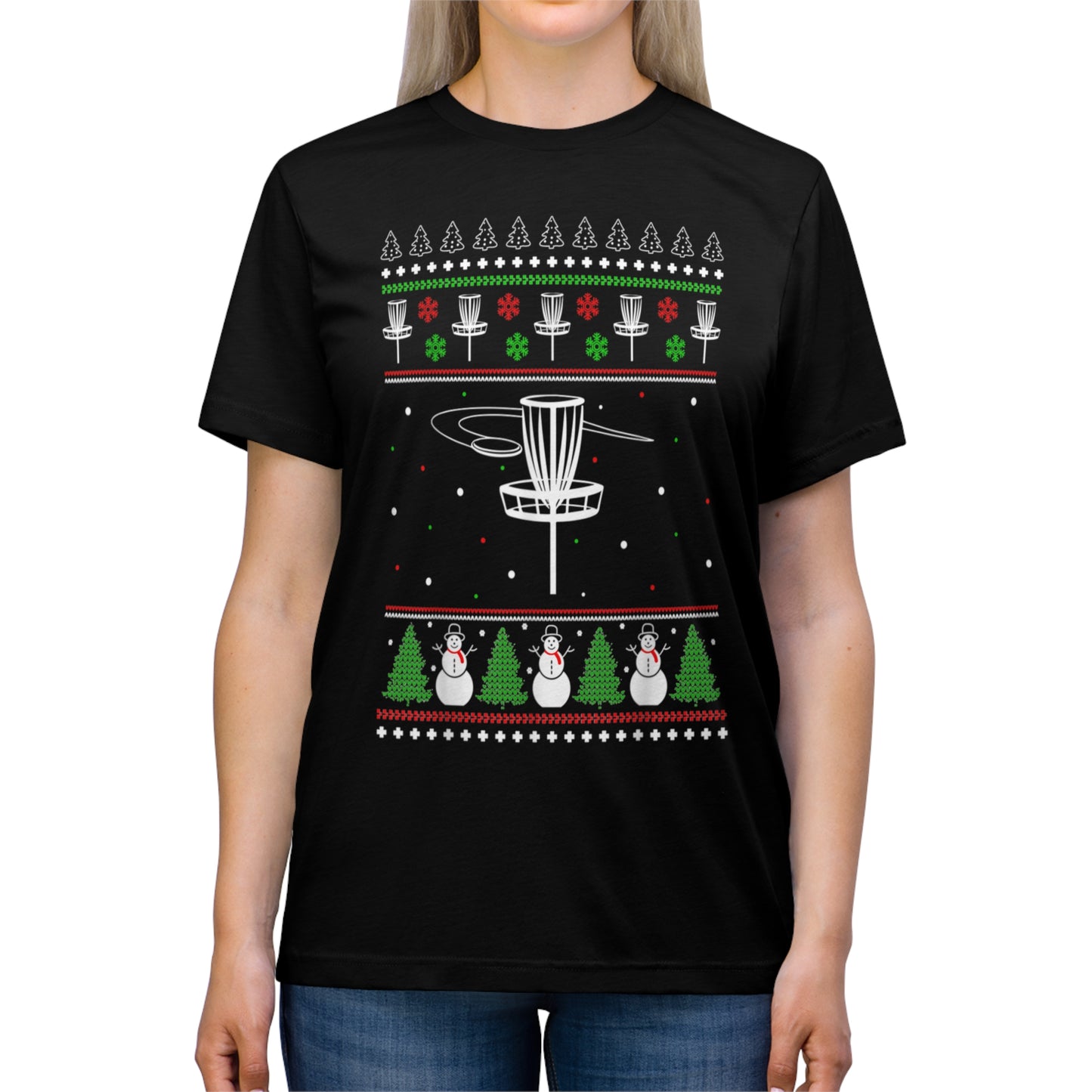 Christmas snowman festive disc golf Unisex Triblend Tee