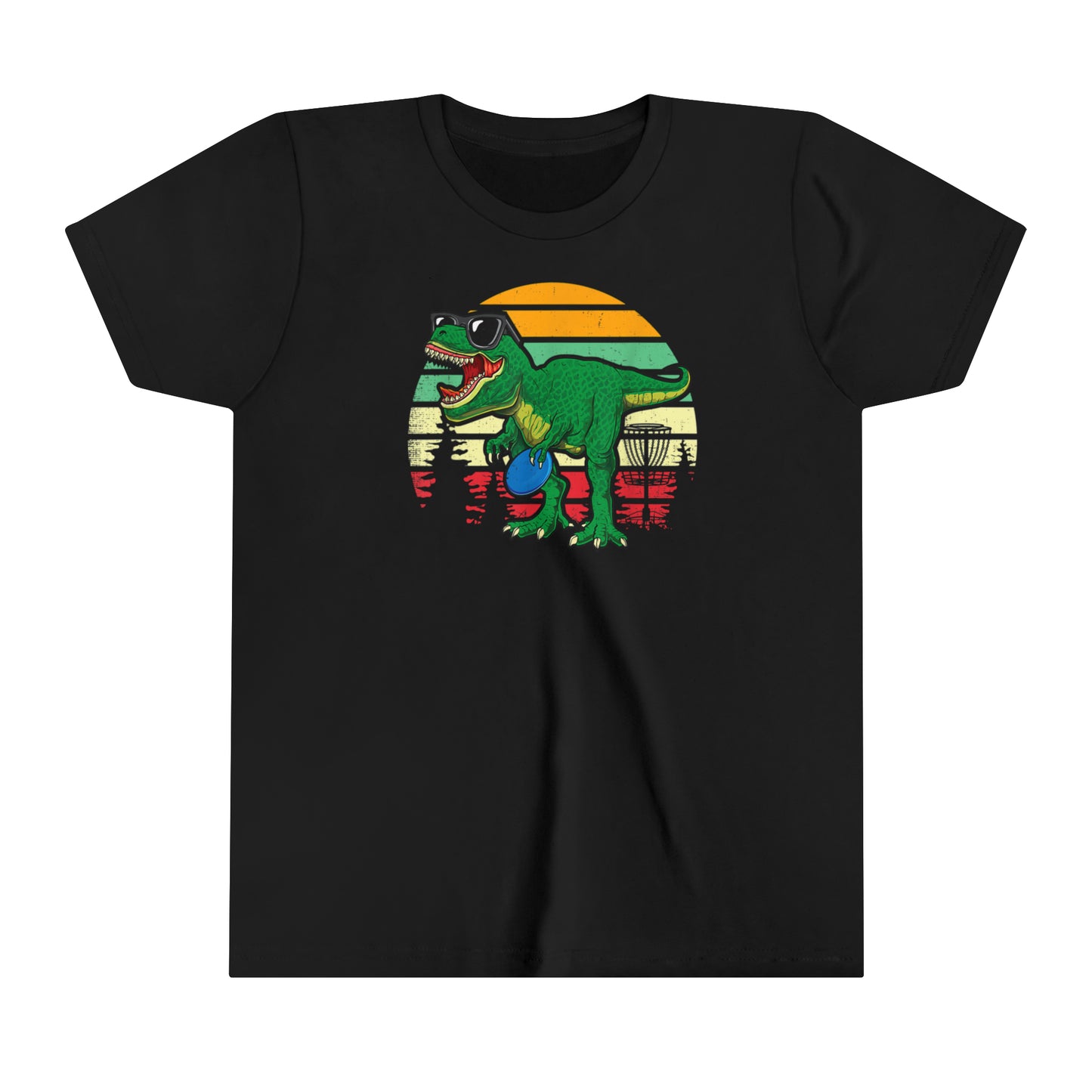 Youth dinosaur disc golf Short Sleeve Tee
