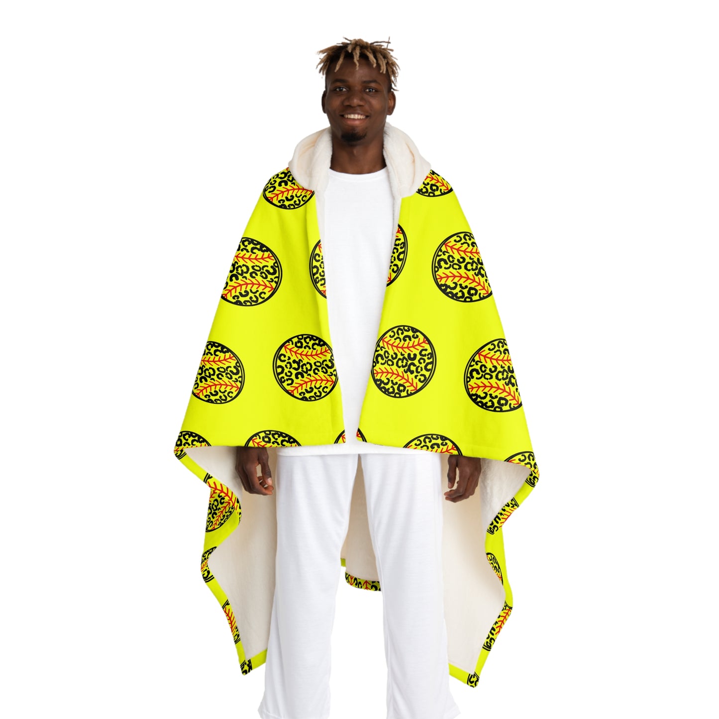 Softball Leopard Print Hooded Sherpa Fleece Blanket