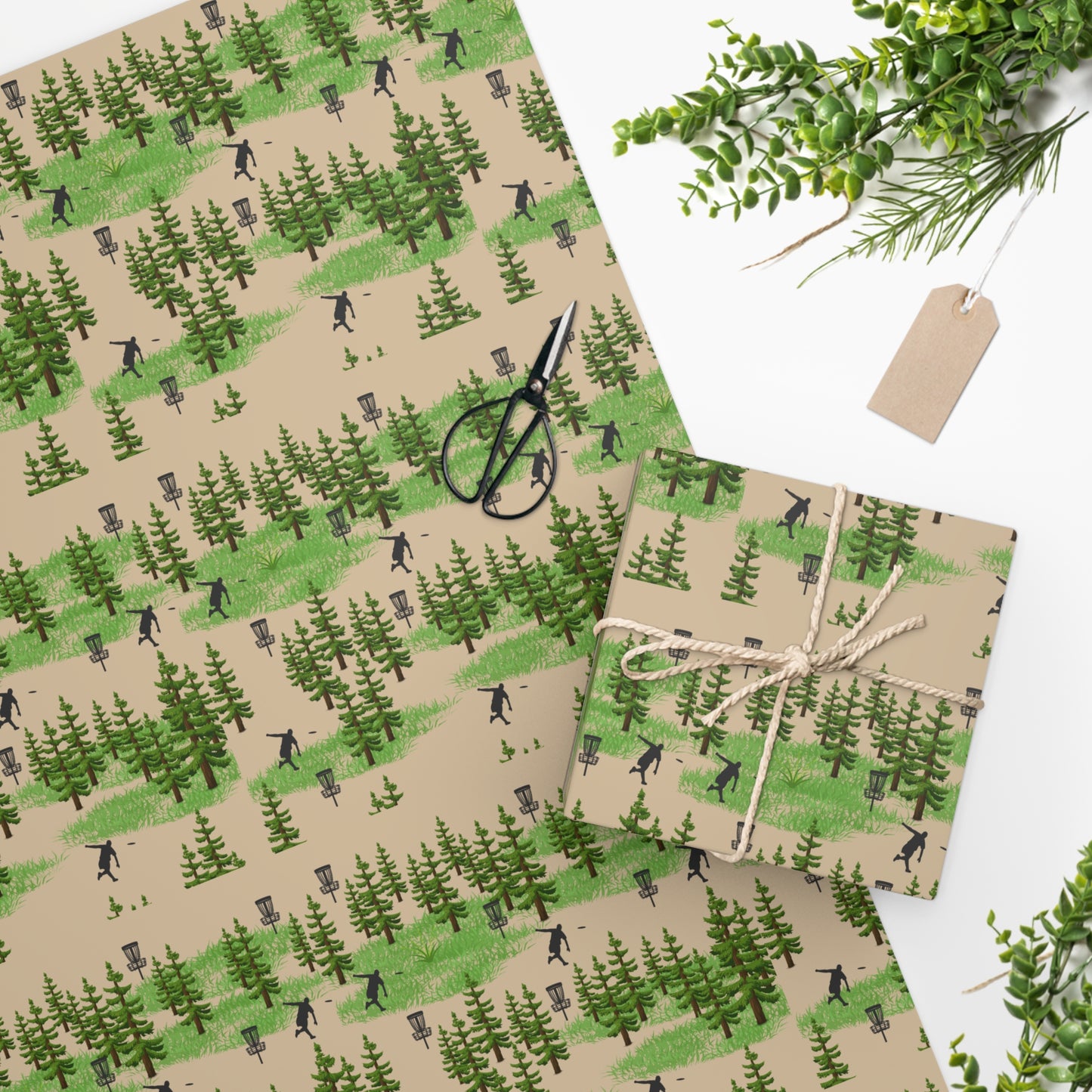 Disc golf Wrapping Paper- tan woods