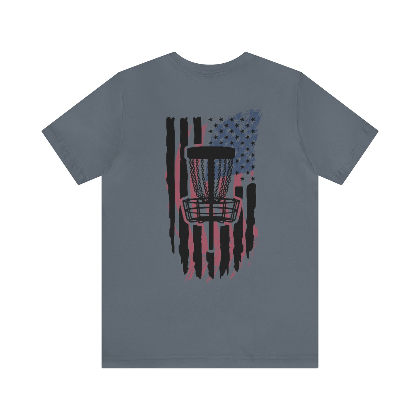 American Flag Disc Golf Short Sleeve Tee- design on Back
