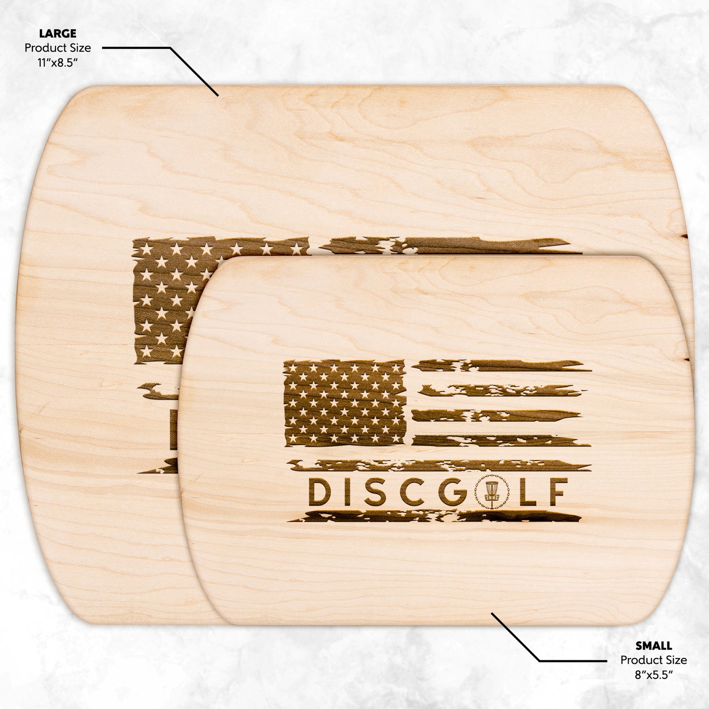Disc Golf American Flag Wood Cutting Board
