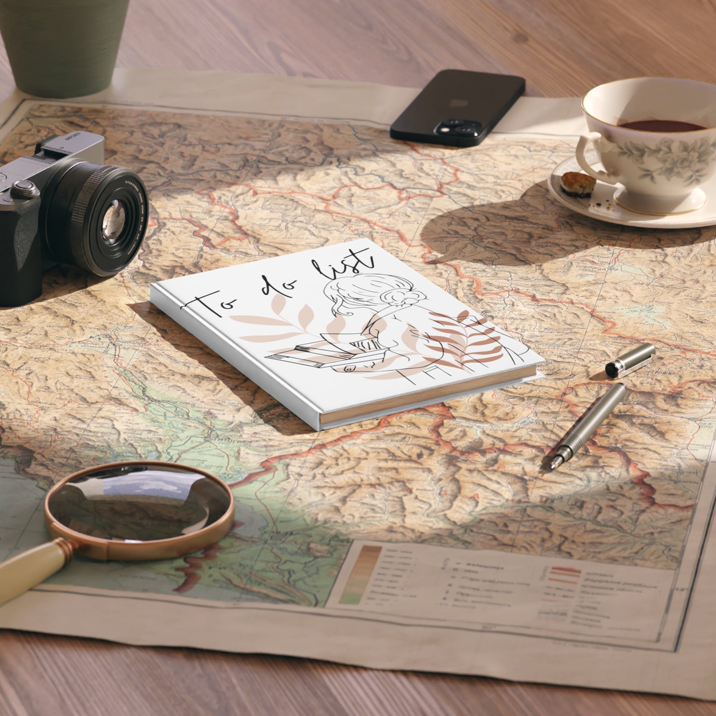 Girl with books To Do list Hardcover Journal