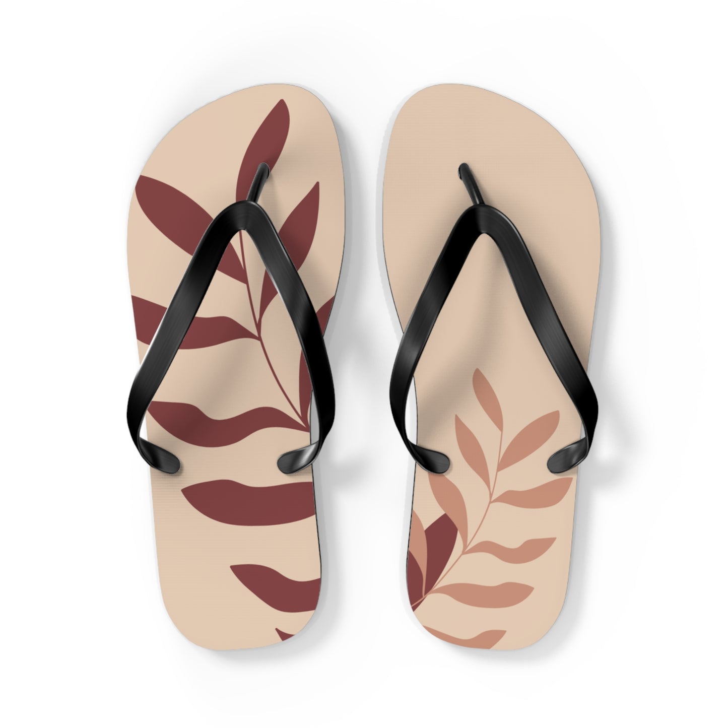 Tan Leafy Flip Flops